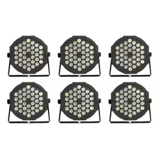 6 Refletor Par 64 36 Leds Cree De 3w Branco Quente Ambar Dmx