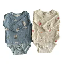 Body Remera Manga Larga Bebe De Algodón 3 A 6 Meses Pack X2