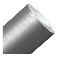 Papel Adesivo Vinil Aço Escovado Prata Impermeável 1m X 60cm