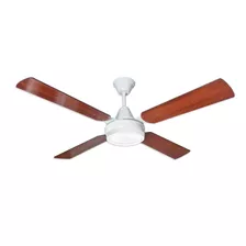 Ventilador De Techo Blanco Palas De Madera Plafón Led Frio F