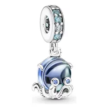 Charm Colgante Pulpo Tierno De Cristal Murano Color Azul