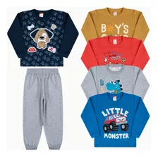 Kit 5 Conjunto Moletom Infantil Flanelado 10 Peças Atacado