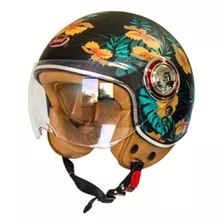 Casco Moto Classic 3/4 - Print Black B110 Marca Beon