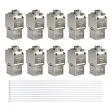 Exiron Rj45 Cat6a Keystone Jacks Blindados Sin Herramientas,