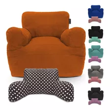 Sillón Puff Individual + Almohada Respaldo C/descansa Brazos