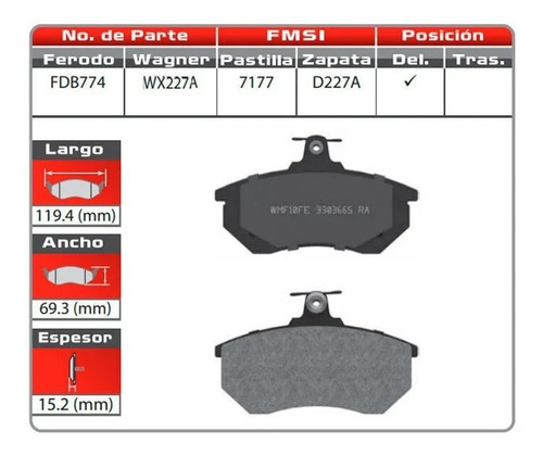 Balatas Delanteras Golf Gl Jetta Passat Syncro / Wagon Wg Foto 2