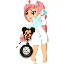 Reloj Enfermera Cartoon Metal Silicon Retracil Hospital