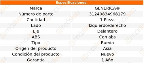 Maza Rueda Izq/der Del C/abs Audi A3 04/17 Generica Foto 2