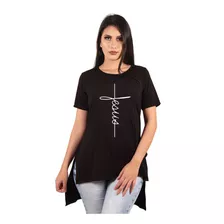 Camiseta Blusa Camisa Camiseta Long Feminina Estampada