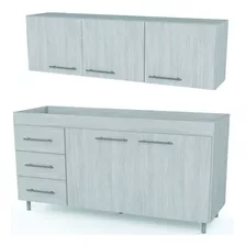 Combo Bajo Mesada + Alacena 3 Puertas 1.20 M Colores Stock Acabado Del Mueble Mate Color Jacaranda