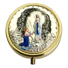 Teca Porta Hóstia Eucaristia Dourada Colorida 4,7cm X 1,5cm
