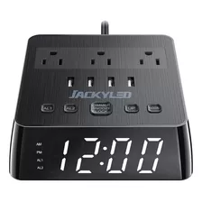 Jackyled Reloj Despertador Con 4 Cargadores Usb, Tira De Ali