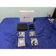 Playstation 4 ( Ps4 ) + 4 Juegos + 2 Palancas + Caja + Cable