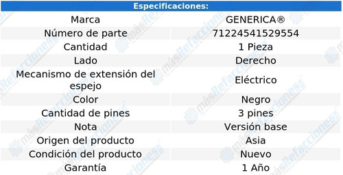 Espejo Der Elect 3 Pines Fiat Grande Punto 05-09 Generica Foto 2