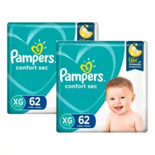 Fralda Pampers Confort Sec Fraldas Xg Kit C/2 De 62 Unidades