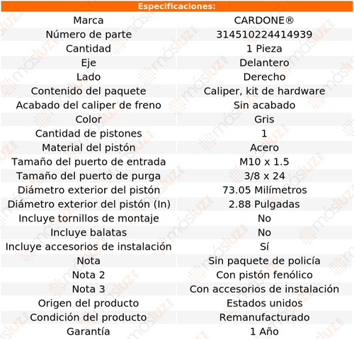 (1) Caliper O Mordaza Del Der Mercury Colony Park 87/91 Foto 5