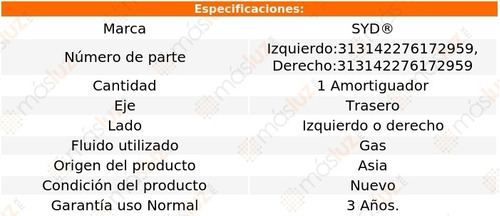 (1) Amortiguador Tra Gas Der O Izq Contour Ford 95/01 Syd Foto 2