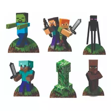 Kit Decoração Minecraft - 6 Displays De Mesa