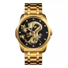 Reloj De Pulsera Skmei Sport 9193 Con Cuerpo Dorado, Para Hombre, Color De Fondo Negro