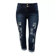 Calça Jeans Feminina Cropped Rasgada Tamanho 38