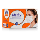Medix Mascara Descartavel Hospitalar Tripla Camada Anvisa Cor Branco 50 Unidades