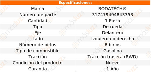 1- Maza Rueda Delantera Izq/der Hiace L4 2.7l 06/19 Rodatech Foto 5