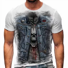 Camiseta Jaqueta Rock Caveira Skull Moto A