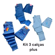 Kit 3 Calças Feminina Plus Size Jeans Sal E Pimenta Original