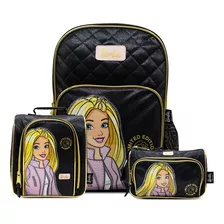 Pack Mochila+lonchera+cartuchera Barbie 24.6bar20237 Negro