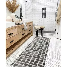 Alfombra Antideslizante Baño Cocina Vestuario Damero Kreatex