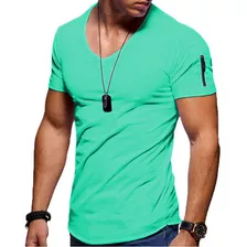 Playera Con Cuello En V Para Hombre Color Sólido Talla Gr