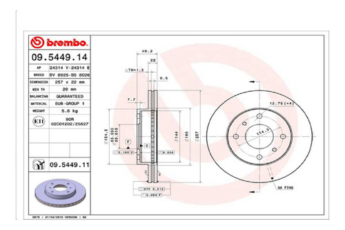 Disco Delantero Nissan Sentra Gxe 2000-2001-2002 Brembo Foto 2