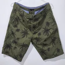 Bermuda Short Bershka 31 Con Diseño De Palmeras Para Hombre