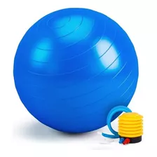Pelota De Pilates Yoga 75cm Funciona Gym + Inflador Randers Color Azul