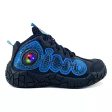 Tênis Infantil Masculino Led Luz Pisca Olho Dinossauro Cb356