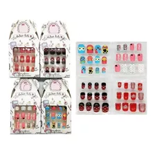 Kit 120 Unhas Postiças Decoradas Kids Infantil Teen Atacado