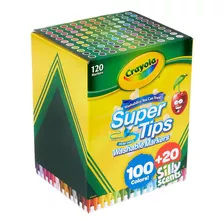 100 Super Tips Crayola + 20 Plumones C/aroma, 120 Unidades