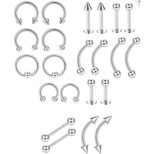 Combo 22 Piercing Aros Acero Quirurgico Por Mayor Bull Bcr