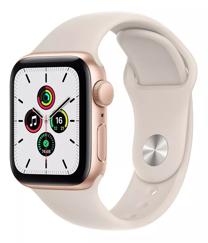 Apple Watch Se (gps, 40mm) - Caixa De Alumínio Dourada - Pulseira Esportiva Estelar