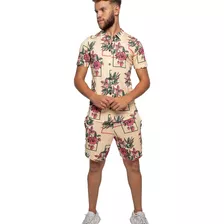 Conjunto Curto Masculino Estampado Básico Moda Verão