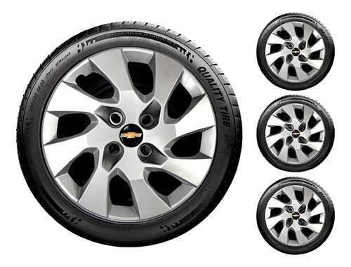 Jogo Calota Aro 13 Gm Onix Celta Corsa Com Emblemas