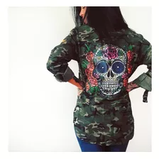 Camisa Camuflada Pintada Diseño Calavera Kalaca Estampada