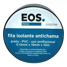 Fita Isolante Antichama Pvc Preta Eos 10m X 19mm Brplus