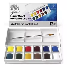 12 Acuarelas Cotman Winsor And Newton Pincel Box