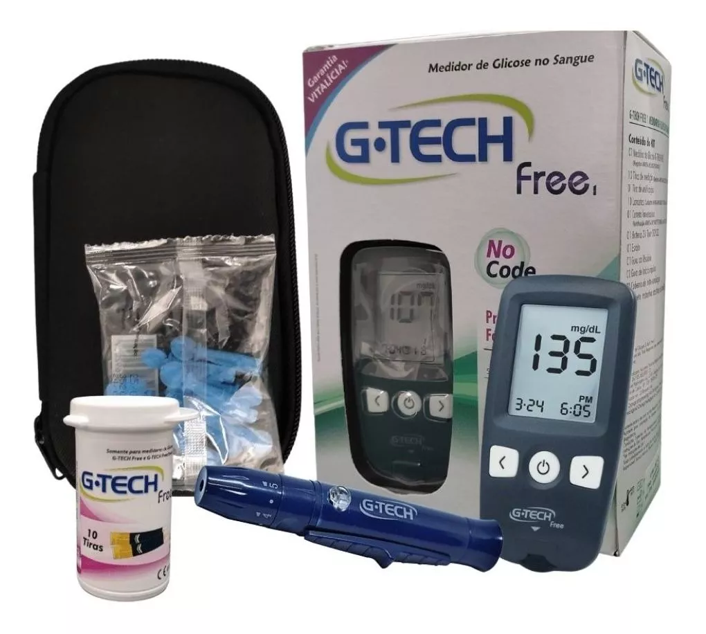 Kit Aparelho Medir Glicemia Glicose Diabetes G-tech Free1