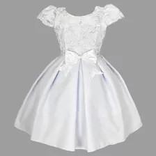 Vestido Infantil Juvenil Branco Daminha Festa Casamento Luxo