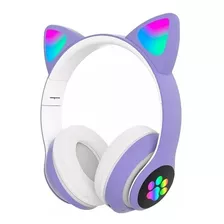 Audífonos De Gato Bluetooth Audífonos Con Orejas Niña Rgb Color Violeta