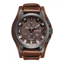 Reloj Hombre Cu-8225 Correa Cuero Cronógrafos Original