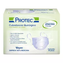 Cubrebocas Quirúrgico Protec Tricapa Plisado Caja Con 50 Color Azul Claro