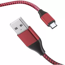 Cable Cargador Usb-a A Usb-c | 2 Piezas / Rojo Trenzado/ ...